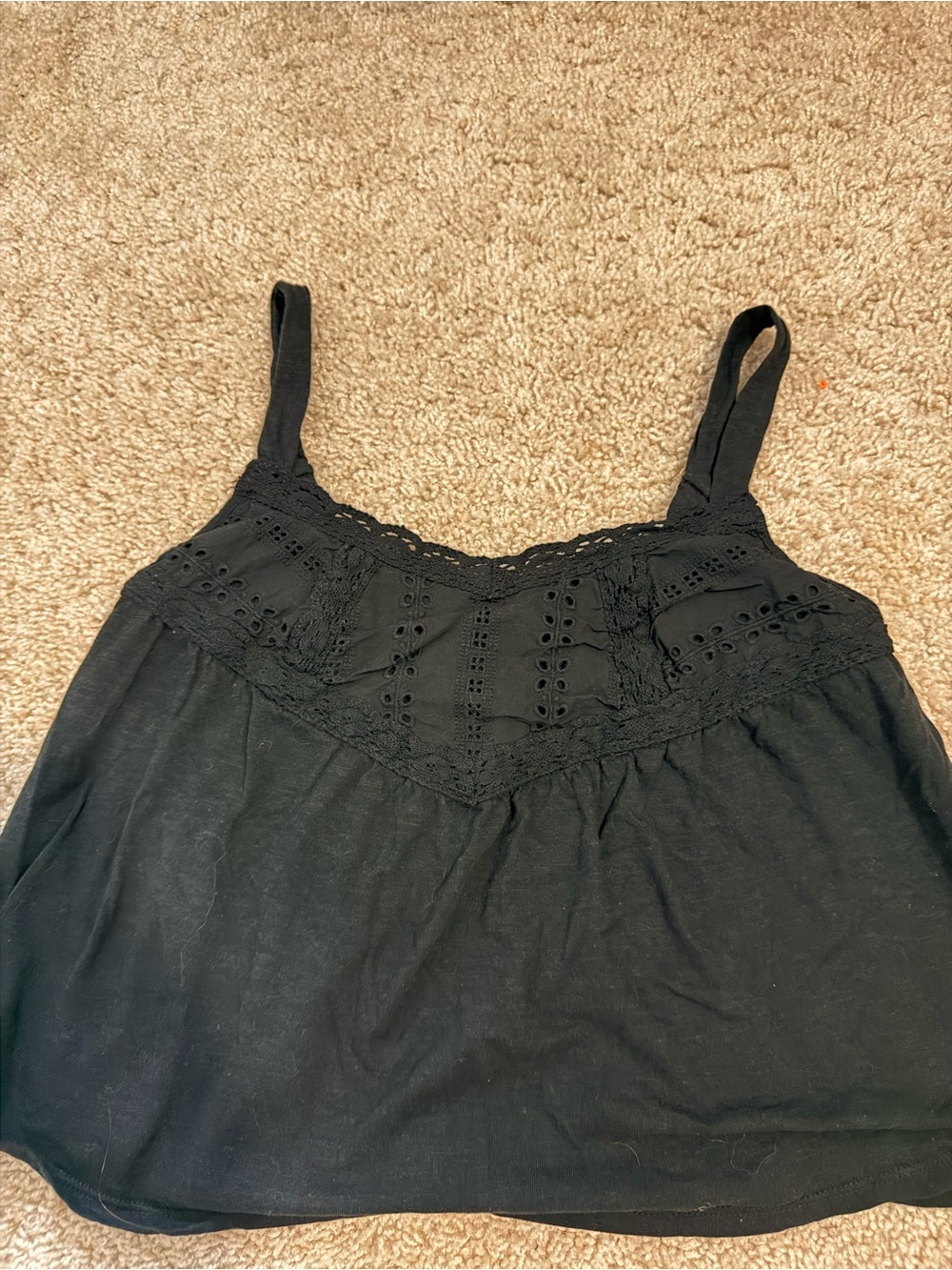 Black Lace Trim Cami Tank Top